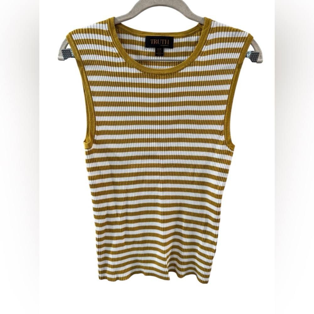 Truth by Republic Dark Yellow‎ and White Striped Tank Top